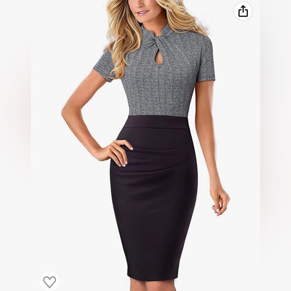 Homeyee black and grey keyhole dress 12